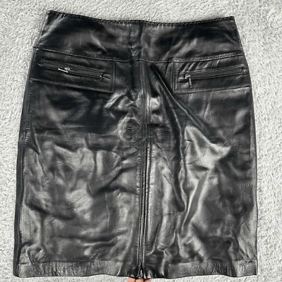 Falda lápiz VS by Vakko para mujer gótica de cuero grunge 8 cremalleras negras Moto Foto 1 de 4