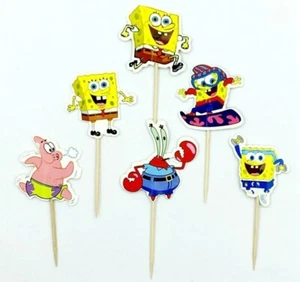 12pcs Cartoon Spongebob Squarepants cupcake toppers Sponge bob cake topper - Picture 1 of 3