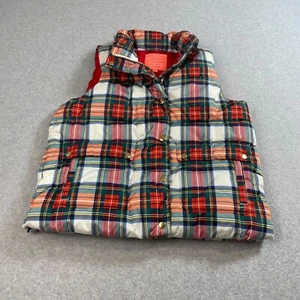 J Crew Primaloft Vest Woman M Red Plaid Puffer Jacket Capsule Heritage Academia - Picture 1 of 9