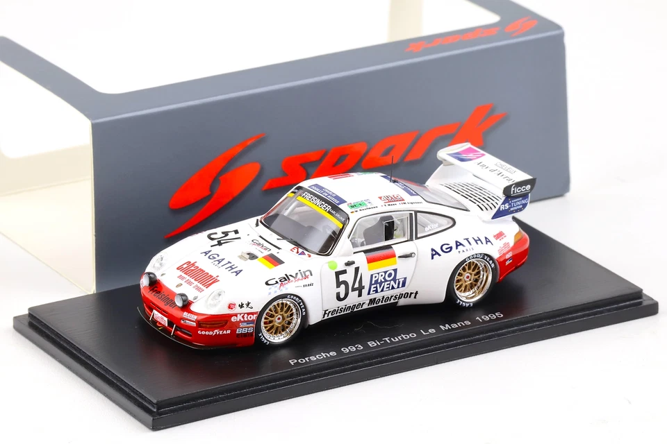 1:43 Spark Porsche 911 (993) Bi-Turbo Le Mans 1995 Kaufmann / Hane / Ligonnet - Immagine 1 di 3