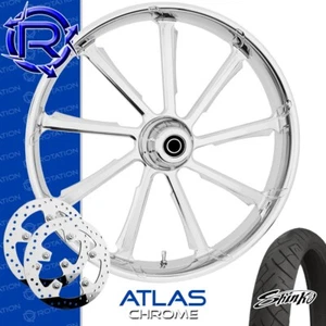 Rotation Atlas Chrome Custom Motorcycle Wheel Front Package Harley Touring 26" - Bild 1 von 4