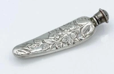 Antique 1800s Sterling Silver Scent Bottle w/ Leafy Motif - Image 1 of 4