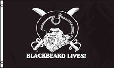 Blackbeard Lives Flag 3x5 ft Pirate Edward Teach Sabers Swords Funny Black Face