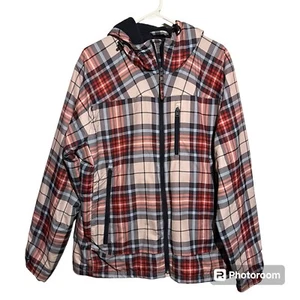 American Eagle Jacket Men's Large Plaid Full Zip Fleece Lined Windbreaker Coat - Picture 1 of 10