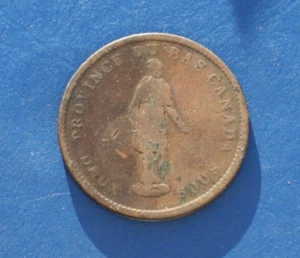 1837 PROVINCE DU BAS CANADA DEUX SOUS ONE PENNY BANK TOKEN *FREE SHIPPING* - Picture 1 of 2
