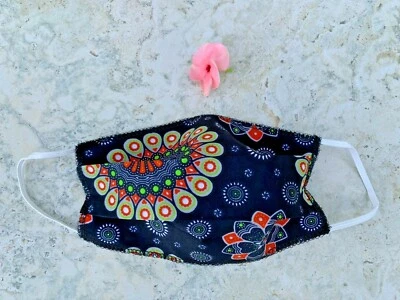 Floral, Peacock, Black, Women's Face Mask, Breathable, One Layer Thin Cotton - Image 1 of 4