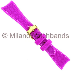22mm Glam Rock High Quality Silicone Magenta Contrast Curved WatchBand GLDBuckle - Picture 1 of 5