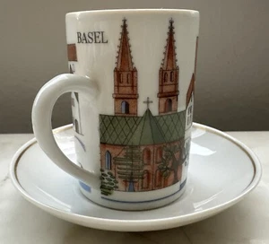 Swiss City " BASEL "" Suisse Langenthal Espresso Demitasse Cup/ Saucer, Modern - Picture 1 of 12