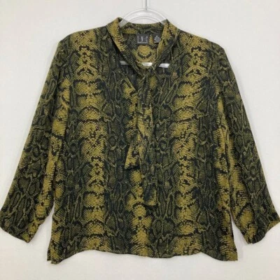 Top vintage INC International Concepts talla 10 de seda pura con corbata frontal estampado de reptiles Foto 1 de 4