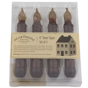 Timer Kegelkerzen verbrannt Burgund Grungy Primitive Akku 6 Zoll 4er Set - Bild 1 von 2