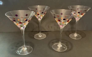 Pampered Chef Dots Martini Glass Set of 4  #2838  in Original Box - Picture 1 of 5