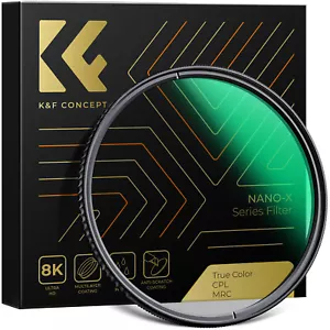 K&F Concept True Color CPL Polarizer Filter NANO-X 49/52/55/58/62/67/72/77/82mm - Picture 1 of 8
