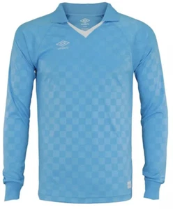 Umbro Mens Long sleeve Blue XL Checker Collard Jersey Shirt Soccer Football NWT - Picture 1 of 2