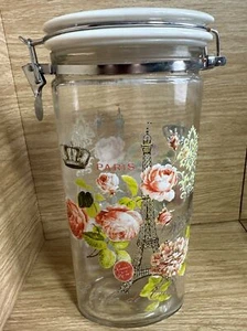 Paris Eiffel Tower Rose kitchen decanter latching pasta canister tall spaghetti - Picture 1 of 11