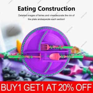 Construction Themed Tableware Set Kids Plate Heavy Equipment Utensils - Picture 1 of 4
