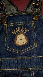 NWOT 18 / 24 month MONKEY Gymboree KING of JUNGLE denim SHORTALLS silly - Picture 1 of 4