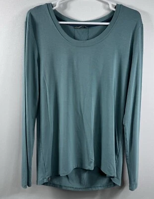 Free Fly 女式长袖竹制圆领上衣青绿色大号休闲 — 第 1/4 张图片