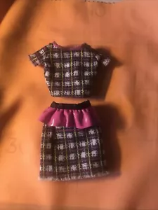 Barbie Doll Outfit Shirt Skirt Black Pink - Picture 1 of 2