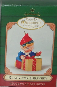 Hallmark Ornament Ready for Delivery Holiday 2001 Elf Present Vintage - Picture 1 of 2