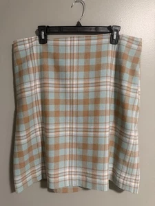 Talbots Plaid Wool Blend Preppy Lined Skirt Brown And Aqua Size 16W - Picture 1 of 9