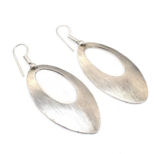 Texture Dangle Earrings For Women Black Antique Silver Jewelry 2" O584 - Picture 1 of 5