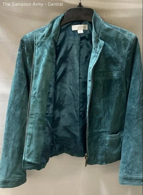 Casual Corner Womens Blue Long Sleeve Front Pockets Full-Zip Jacket Size Medium - Image 1 of 4