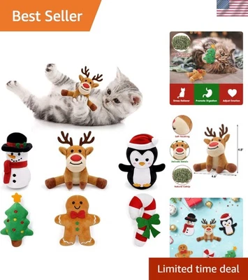 Interactive Christmas Catnip Toys - 6 Plush Chew Toys for Indoor Cats 6 + - Image 1 of 4