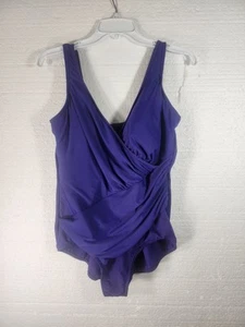 Miraclesuit Oceanus einteiliger Badeanzug Damen US Größe 22 W lila gerafft - Bild 1 von 10