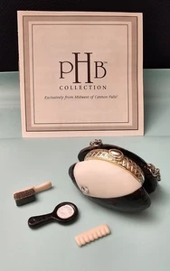 PHB Evening Bag Porcelain Hinge Box w/ mirror brush comb Trinket 36801 Purse NEW - Picture 1 of 12