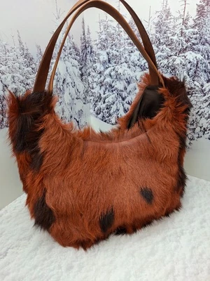 Bolso de Mano de Piel de Cabra Real Marrón\Rojo Bolso de Compras de Piel Grande Regalo para Mujer Foto 1 de 4