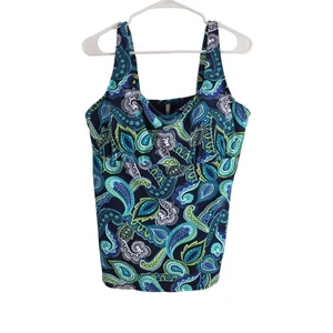 Lands' End Paisley Swim Top 16DDD Womens Plus Size Padded Underwired Beach - Picture 1 of 6