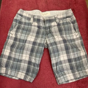 Womens Abercrombie & Fitch Bermuda Shorts Plaid Logo Size 00 Junior A&F Teen - Picture 1 of 14
