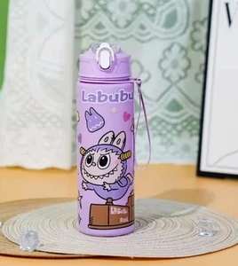 LABU PURPLE Water Bottle Portable Leakproof Plastic Straw 750ml - Picture 1 of 1