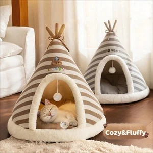 Closed Pet Tent House with Mat Cat Cave House Small Puppy House Dog - Picture 1 of 15