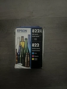 Epson 822XL Black 822 Cyan Magenta Yellow Ink Cartridge Set T822XL-BCS * - Photo 1/4