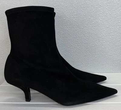 Женские сапоги Toteme на среднем каблуке размер 10 черные замшевые с заостренным носком 35 мм на каблуке - Изображение 1 из 4