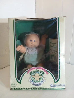 Original VTG 1985 Cabbage Patch Kids: Preemie (Boy) Box & Certificate RARE - Image 1 of 4
