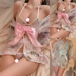Trendy Womens Japanese Style Sleepwear with Bow Detail and Comfort Fit - Picture 1 of 28