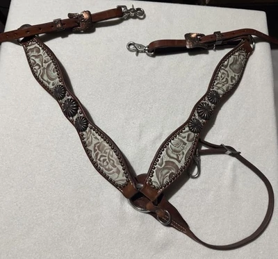 Heritage Brand Breast Collar Light Turquoise Floral Inlay With Copper Hardware - Image 1 of 4