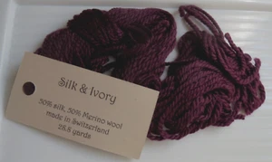 Silk & Ivory Thread ~ Color 19~ Eggplant ~Made In Switzerland~ 50% silk 50% wool - Picture 1 of 4