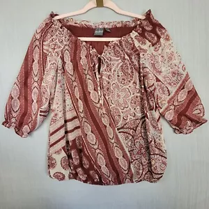 Soho New York & Company schulterfreies Damenoberteil Paisley Boho Bauer klein - Bild 1 von 9