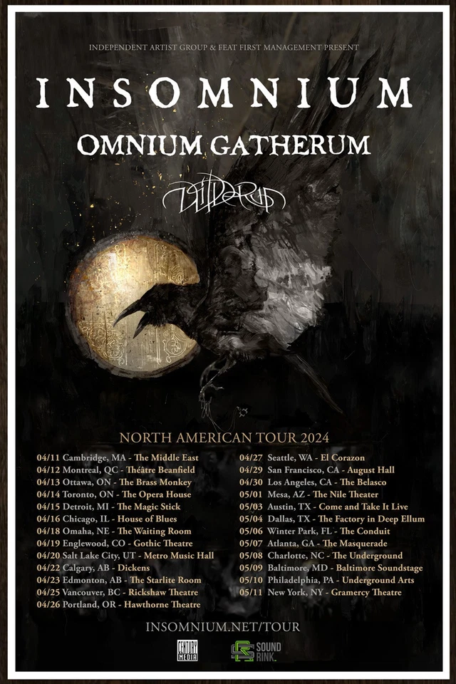 INSOMNIUM | OMNIUM COLLECTUM Tour 2024 Edición Limitada ¡Nuevo Póster RARO! Death Metal Prog Foto 1 de 1