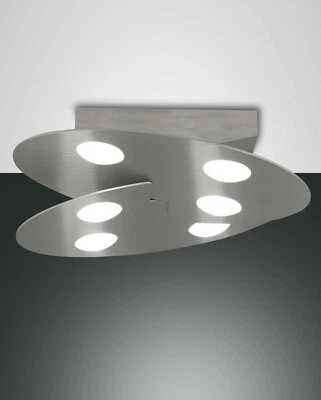 LED Soffitto Luce Lampada Cake 6flg. Fabas Luce 3312-65-212 Alluminio Spazzolato - Immagine 1 di 3