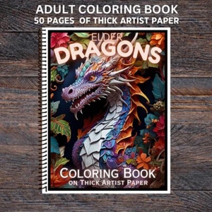Elder Dragons - Spiral Bound Adult Coloring Book - Thick Artist Paper - Imagen 1 de 3
