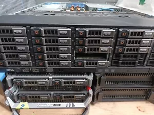 Dell VRTX Chassis w 6x1.2Tb sas and 12 x2 Tb Sas 2.5" /2x M630 w @xE5-2630v3/128 - Picture 1 of 6