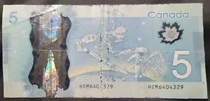 CANADA $5 SERIAL # HCM6404329 LOW MINTAGE. C-OTHER BILLS. YES ITS RUFF, BUT RARE - Picture 1 of 4