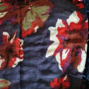 Navy Fringe Scarf Vibrant Floral Print 170x50cm - Patterned Wrap - Picture 1 of 5