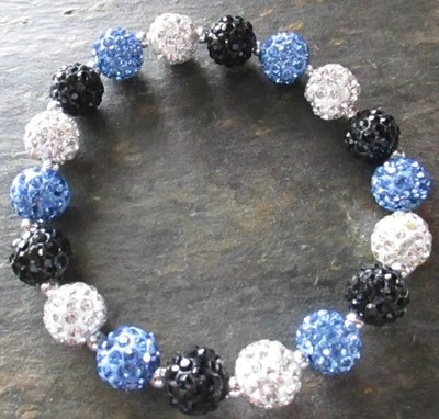 Carolina Panthers - Bling - Cristal - Estrás - Azul/Negro/Plateado - Pulsera Foto 1 de 3