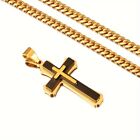 2 PCS Stainless Steel Cross Pendant Necklace Gold-plated Classic Cross, Birthday