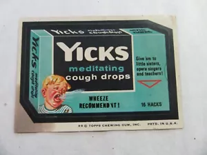 Topps Wacky Card: YICKS COUGH DROPS 1974 8th Series - Picture 1 of 3